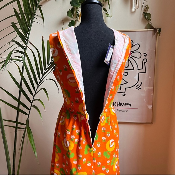 Vintage Malia Honolulu Orange Floral Sundress - Picture 7 of 8